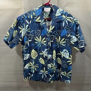 Pacific Legend Mens Blue Hawaiian Shirt Size XL Short Sleeve Floral Button USA